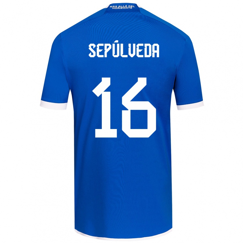 Kandiny Mujer Camiseta Matías Sepúlveda #16 Azul Blanco 1ª Equipación 2024/25 La Camisa Chile