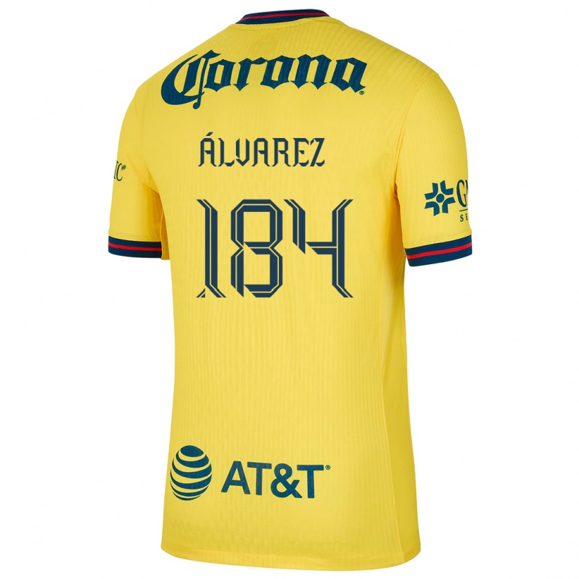 Kandiny Mujer Camiseta Antonio Álvarez #184 Amarillo Azul 1ª Equipación 2024/25 La Camisa Chile