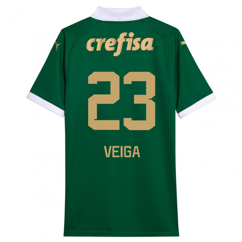 Kandiny Mujer Camiseta Raphael Veiga #23 Verde Blanco 1ª Equipación 2024/25 La Camisa Chile