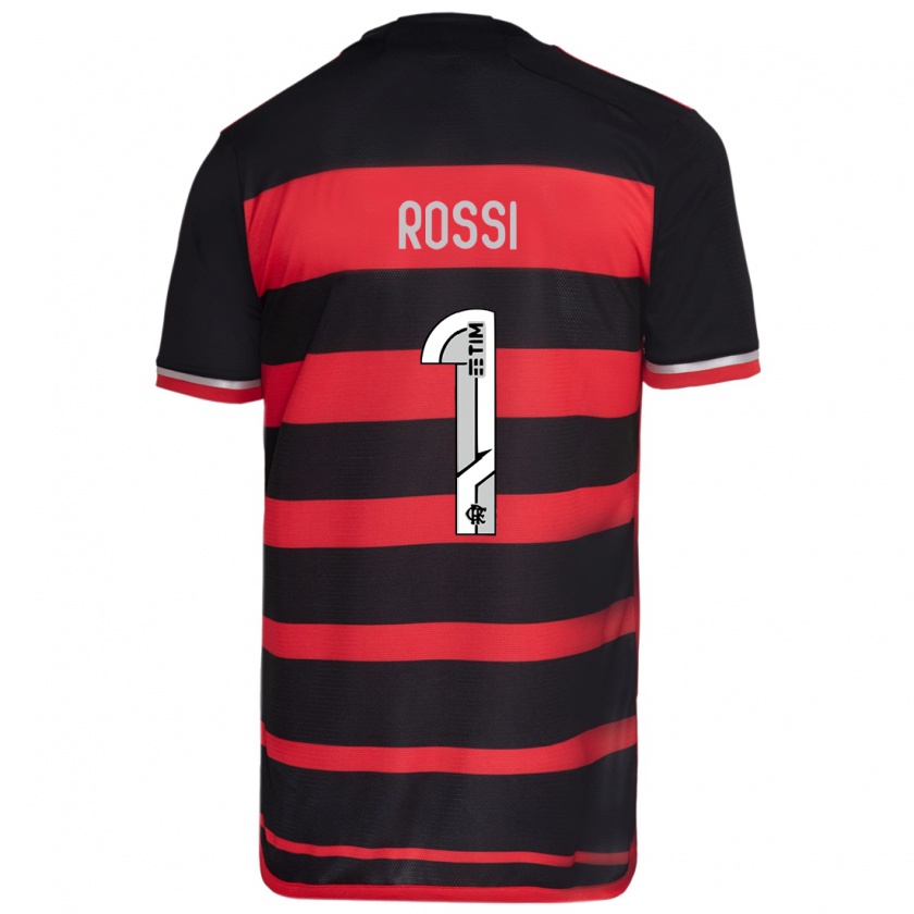 Kandiny Mujer Camiseta Agustín Rossi #1 Negro Rojo 1ª Equipación 2024/25 La Camisa Chile