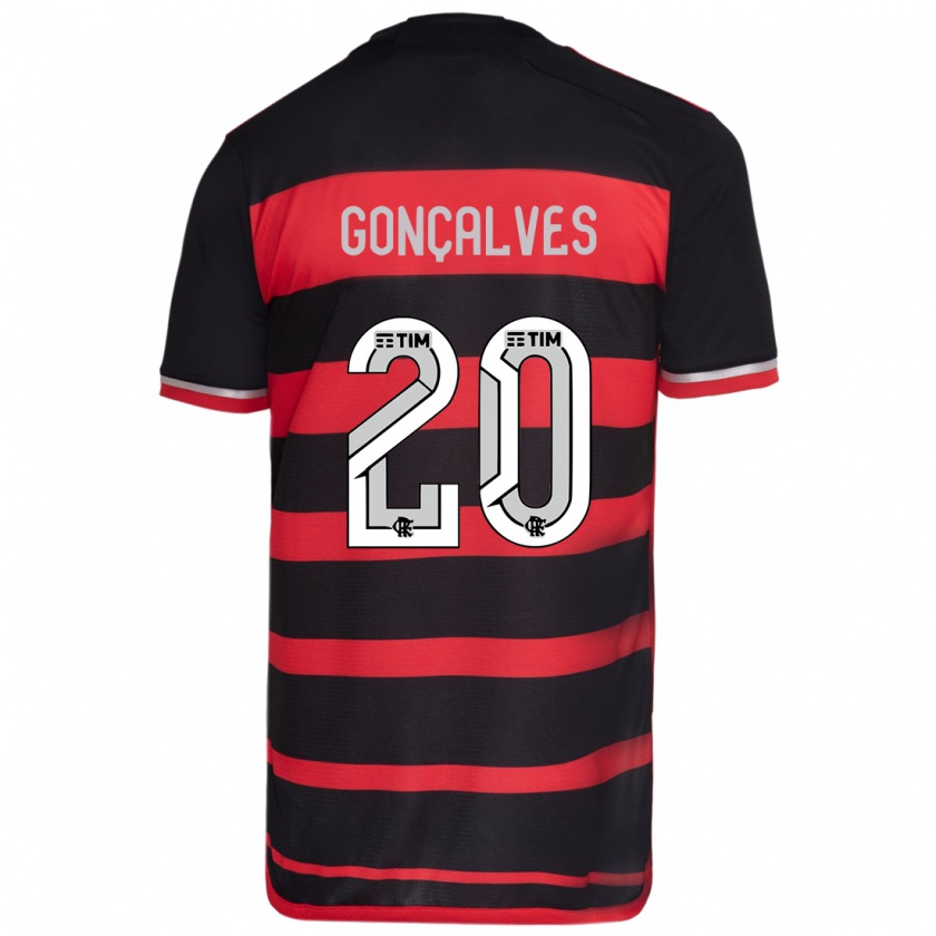 Kandiny Mujer Camiseta Matheus Gonçalves #20 Negro Rojo 1ª Equipación 2024/25 La Camisa Chile