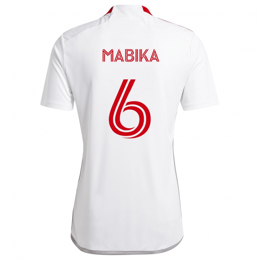 Kandiny Mujer Camiseta Aimé Mabika #6 Blanco Rojo 2ª Equipación 2024/25 La Camisa Chile