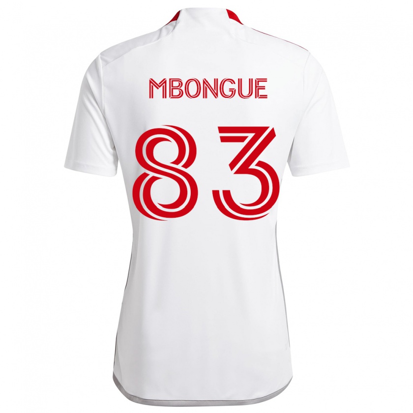 Kandiny Mujer Camiseta Hugo Mbongue #83 Blanco Rojo 2ª Equipación 2024/25 La Camisa Chile