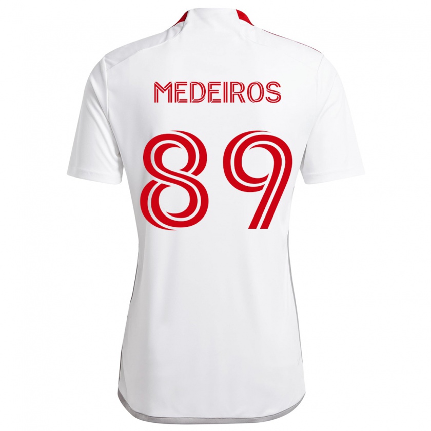 Kandiny Mujer Camiseta Matthew Medeiros #89 Blanco Rojo 2ª Equipación 2024/25 La Camisa Chile