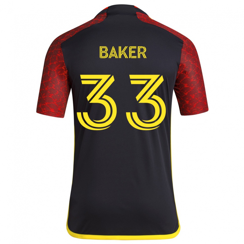 Kandiny Mujer Camiseta Cody Baker #33 Negro Rojo 2ª Equipación 2024/25 La Camisa Chile