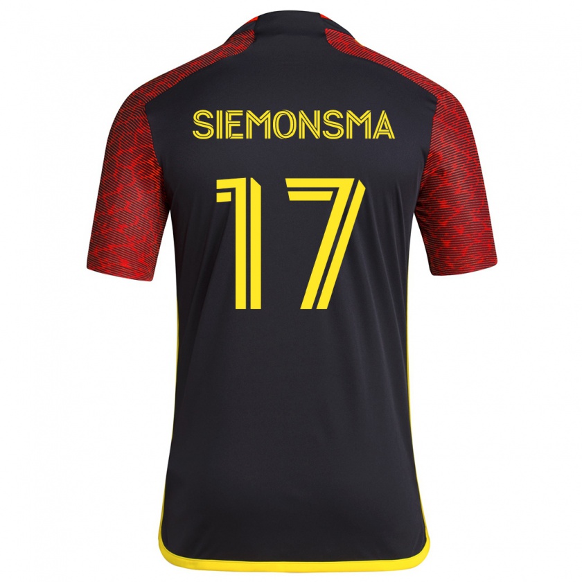 Kandiny Mujer Camiseta Sianna Siemonsma #17 Negro Rojo 2ª Equipación 2024/25 La Camisa Chile