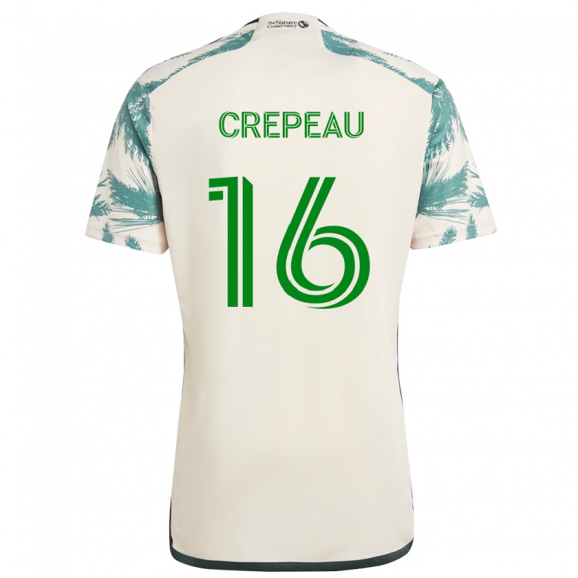 Kandiny Mujer Camiseta Maxime Crépeau #16 Beige Marrón 2ª Equipación 2024/25 La Camisa Chile