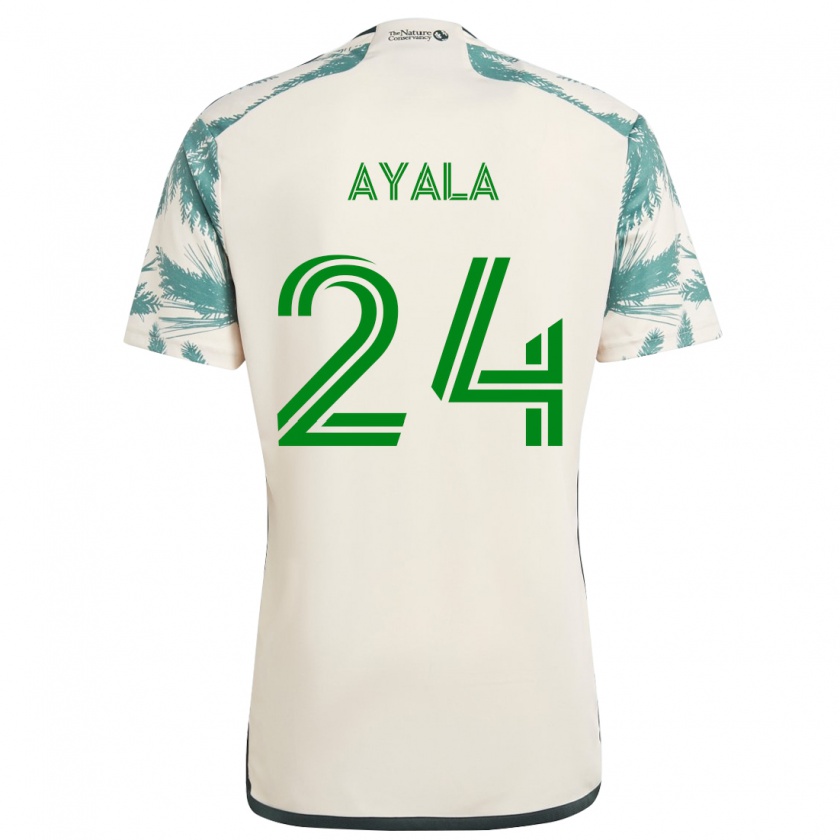 Kandiny Mujer Camiseta David Ayala #24 Beige Marrón 2ª Equipación 2024/25 La Camisa Chile