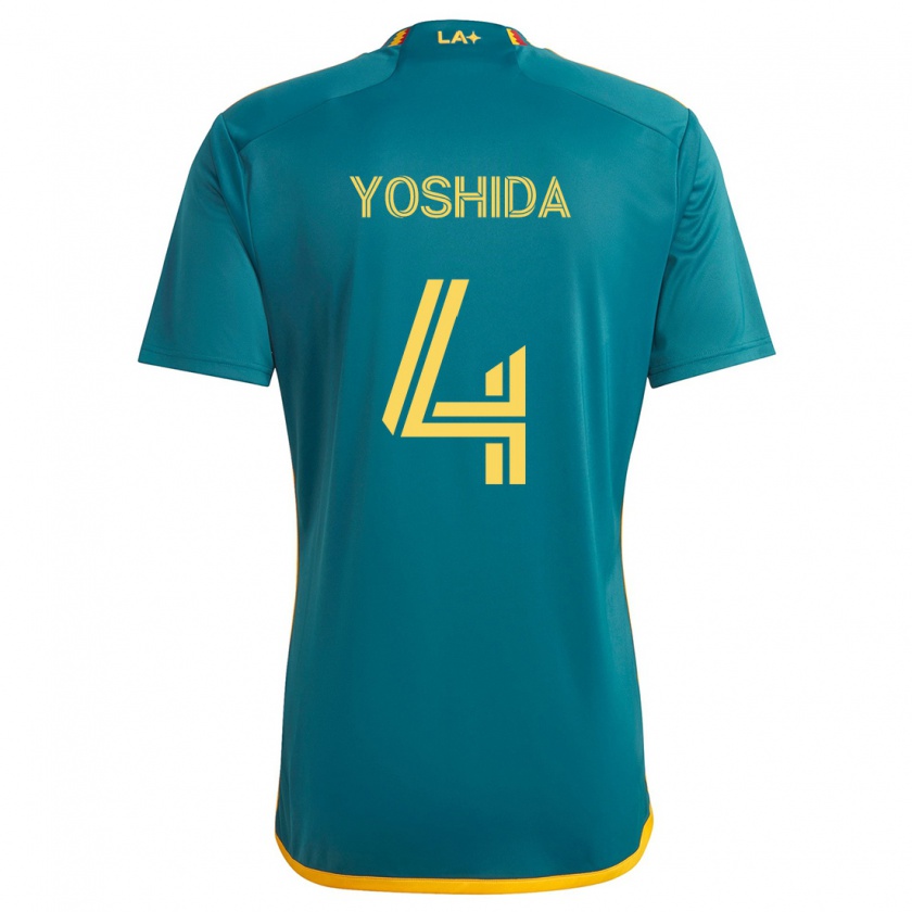 Kandiny Mujer Camiseta Maya Yoshida #4 Verde Amarillo 2ª Equipación 2024/25 La Camisa Chile