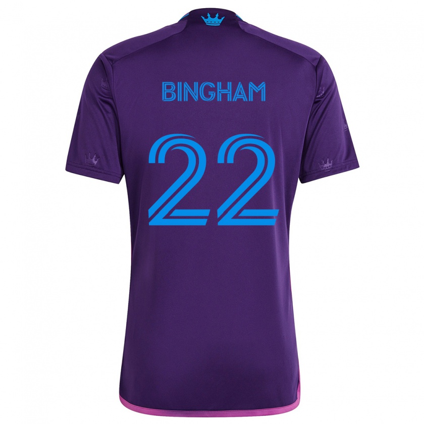 Kandiny Mujer Camiseta David Bingham #22 Azul Morado 2ª Equipación 2024/25 La Camisa Chile