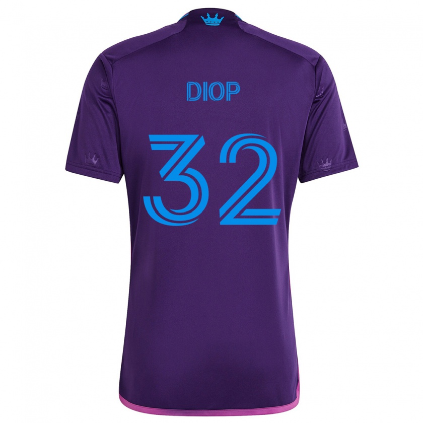 Kandiny Mujer Camiseta Hamady Diop #32 Azul Morado 2ª Equipación 2024/25 La Camisa Chile