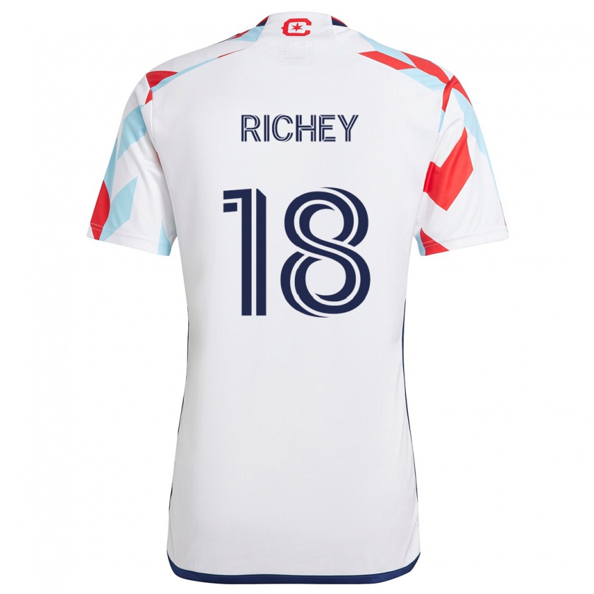 Kandiny Mujer Camiseta Spencer Richey #18 Blanco Rojo Azul 2ª Equipación 2024/25 La Camisa Chile