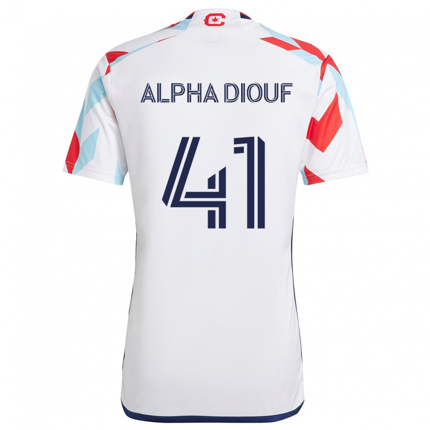 Kandiny Mujer Camiseta Jean Alpha Diouf #41 Blanco Rojo Azul 2ª Equipación 2024/25 La Camisa Chile