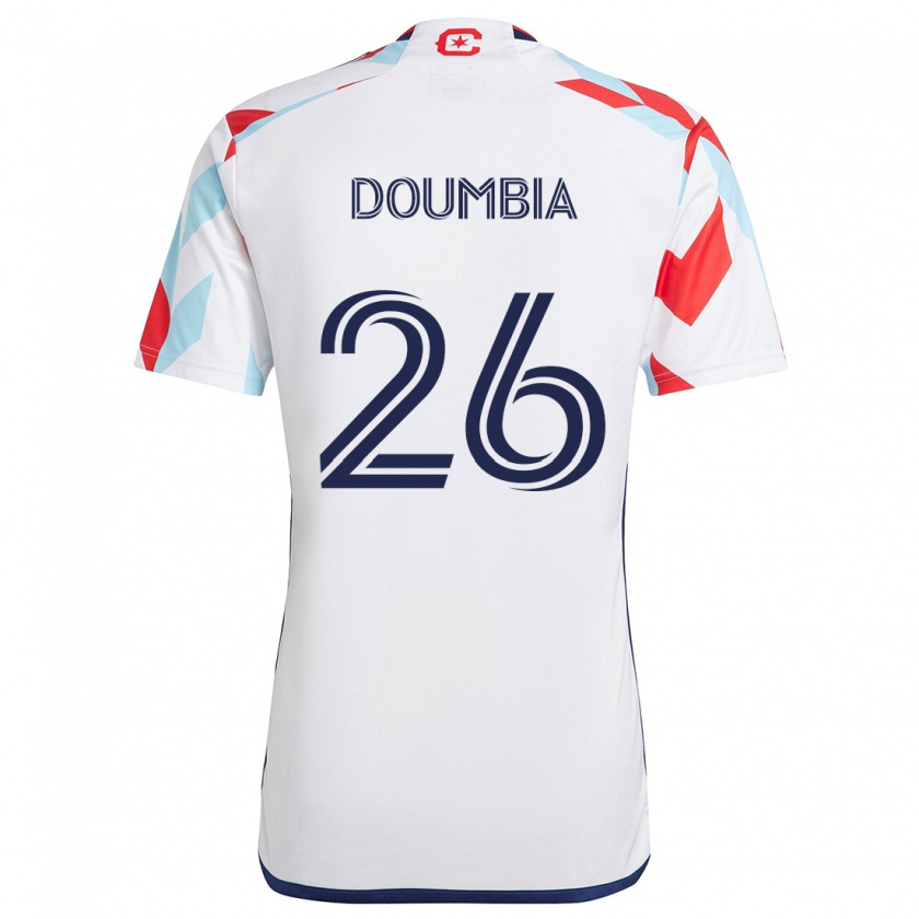 Kandiny Mujer Camiseta Ousmane Doumbia #26 Blanco Rojo Azul 2ª Equipación 2024/25 La Camisa Chile