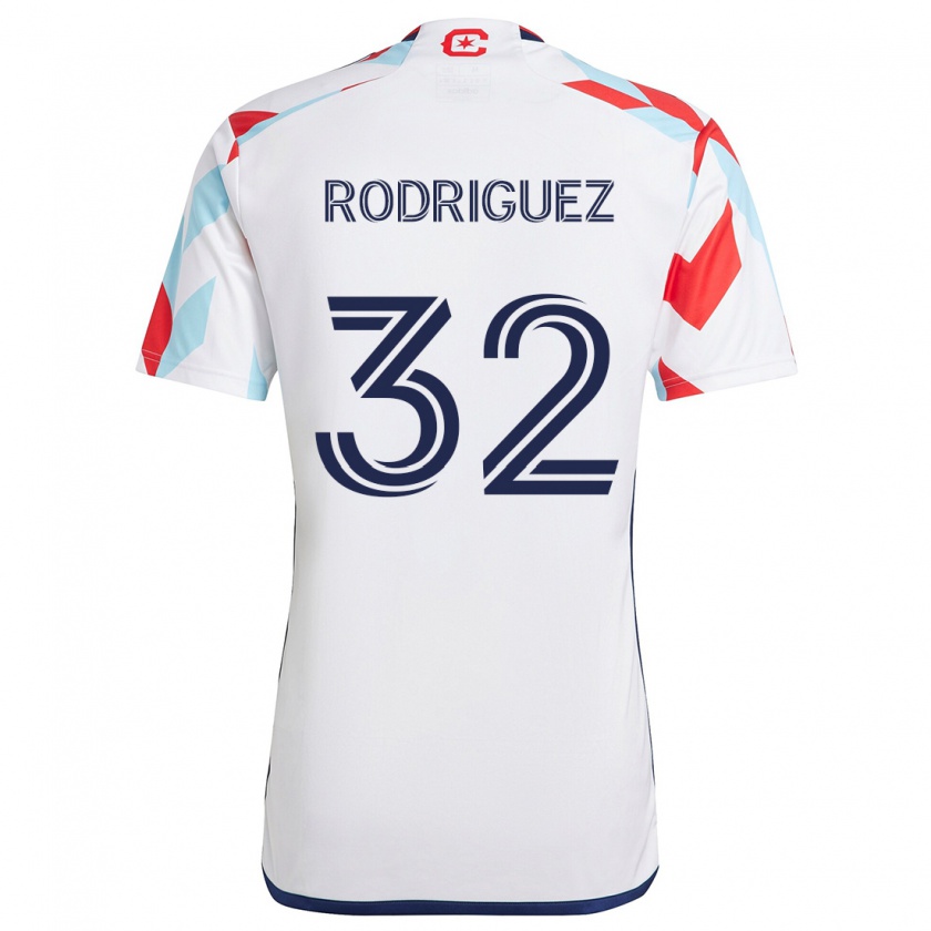 Kandiny Mujer Camiseta Missael Rodríguez #32 Blanco Rojo Azul 2ª Equipación 2024/25 La Camisa Chile