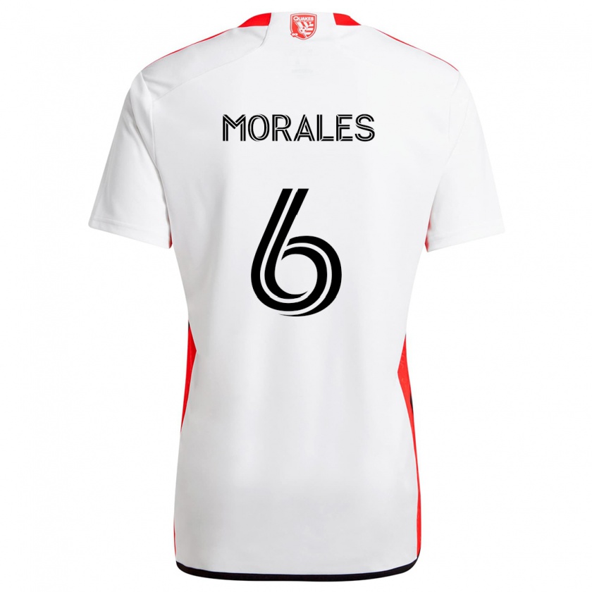 Kandiny Mujer Camiseta Alfredo Morales #6 Blanco Rojo 2ª Equipación 2024/25 La Camisa Chile