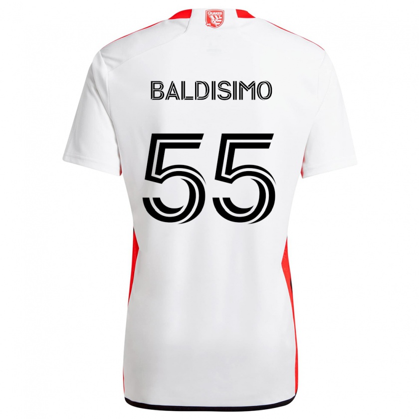 Kandiny Mujer Camiseta Michael Baldisimo #55 Blanco Rojo 2ª Equipación 2024/25 La Camisa Chile