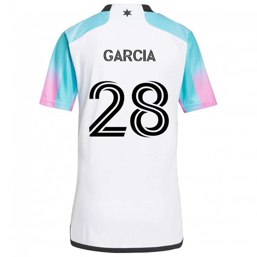 Kandiny Mujer Camiseta Mender García #28 Blanco Azul Negro 2ª Equipación 2024/25 La Camisa Chile