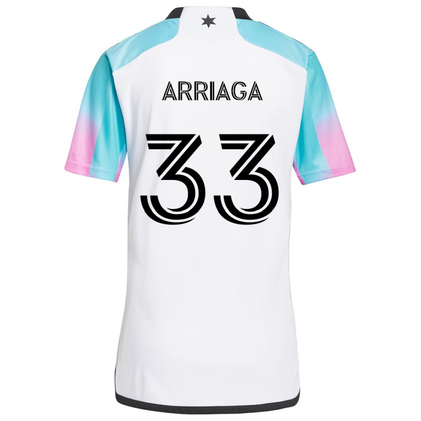 Kandiny Mujer Camiseta Kervin Arriaga #33 Blanco Azul Negro 2ª Equipación 2024/25 La Camisa Chile