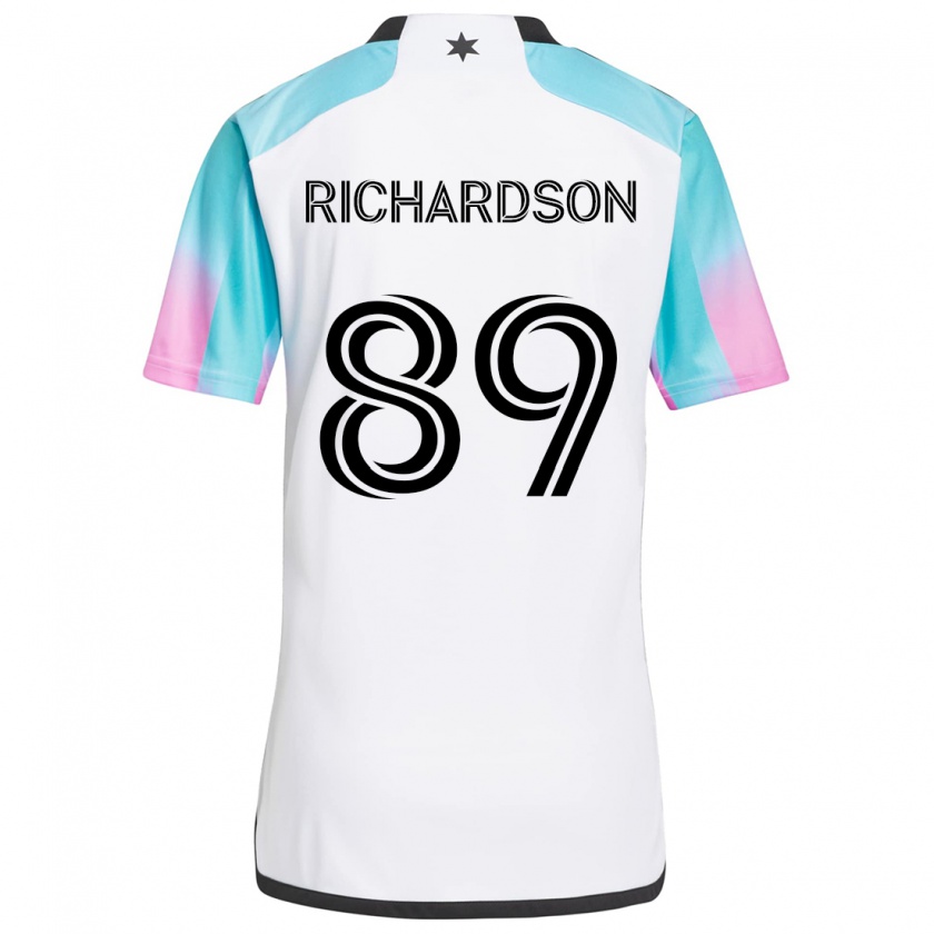 Kandiny Mujer Camiseta Nick Richardson #89 Blanco Azul Negro 2ª Equipación 2024/25 La Camisa Chile