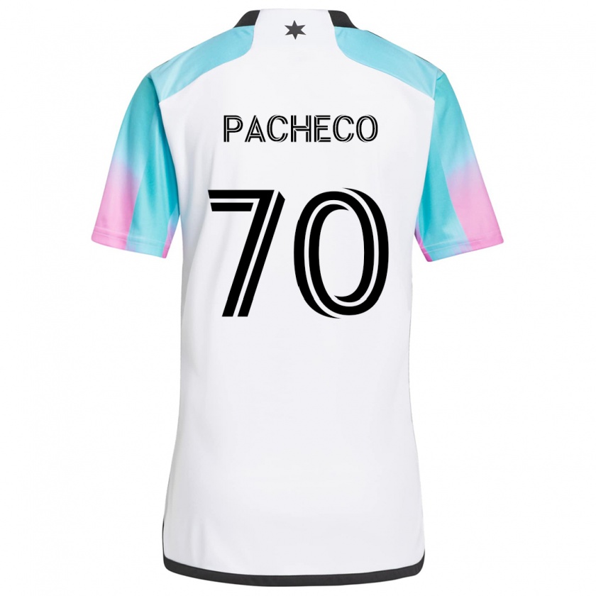 Kandiny Mujer Camiseta Diogo Pacheco #70 Blanco Azul Negro 2ª Equipación 2024/25 La Camisa Chile