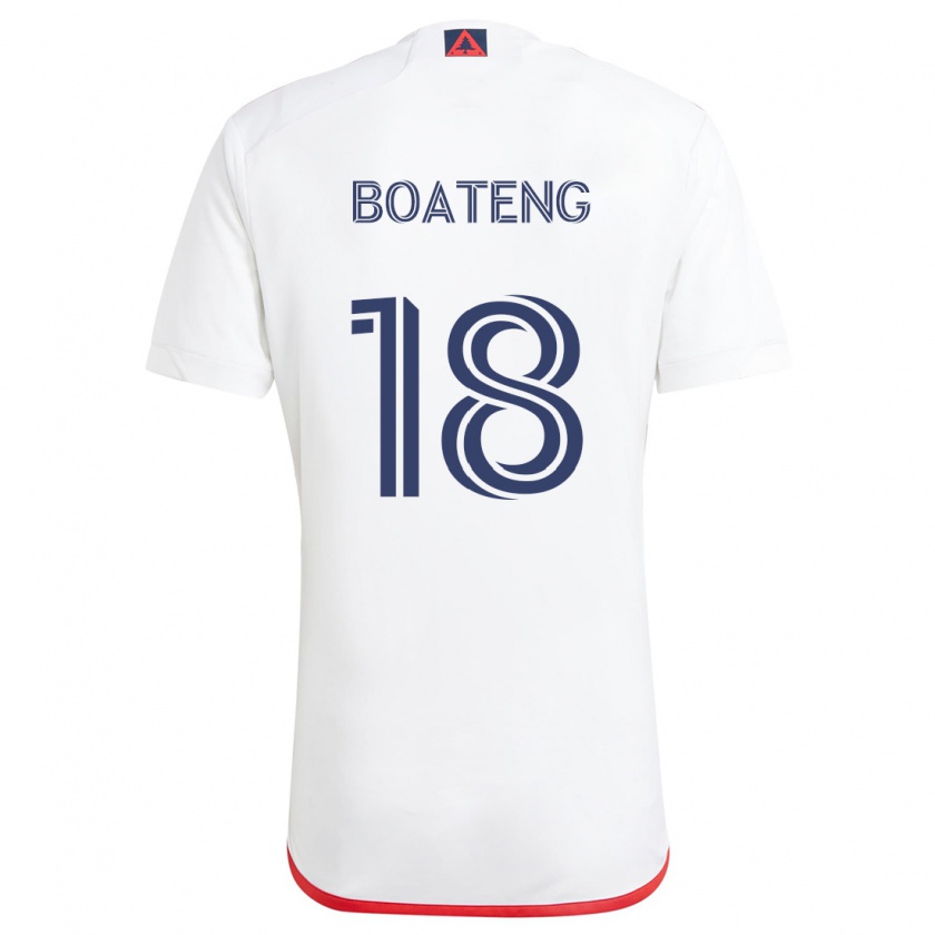 Kandiny Mujer Camiseta Emmanuel Boateng #18 Blanco Rojo 2ª Equipación 2024/25 La Camisa Chile