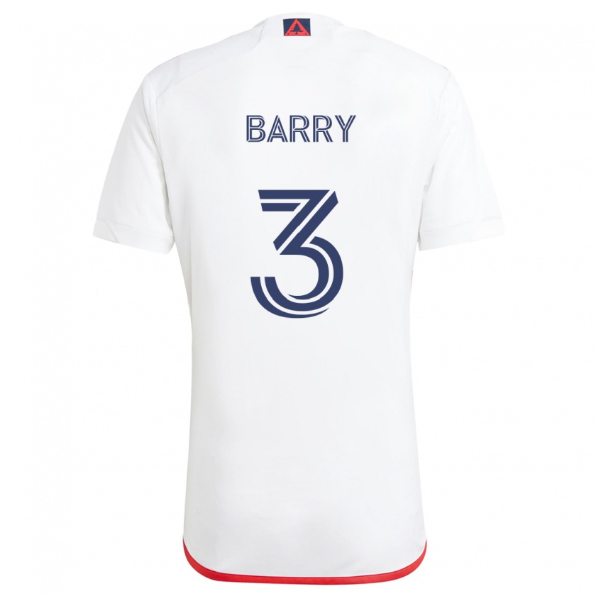 Kandiny Mujer Camiseta Hesron Barry #3 Blanco Rojo 2ª Equipación 2024/25 La Camisa Chile