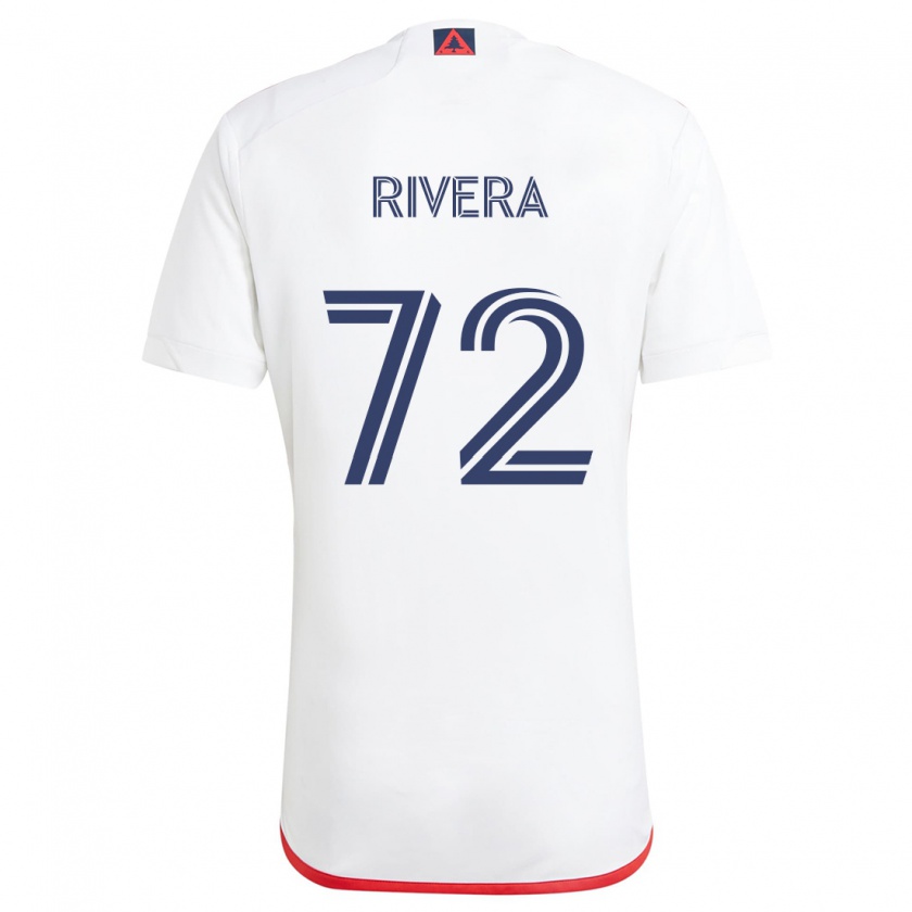 Kandiny Mujer Camiseta Damián Rivera #72 Blanco Rojo 2ª Equipación 2024/25 La Camisa Chile