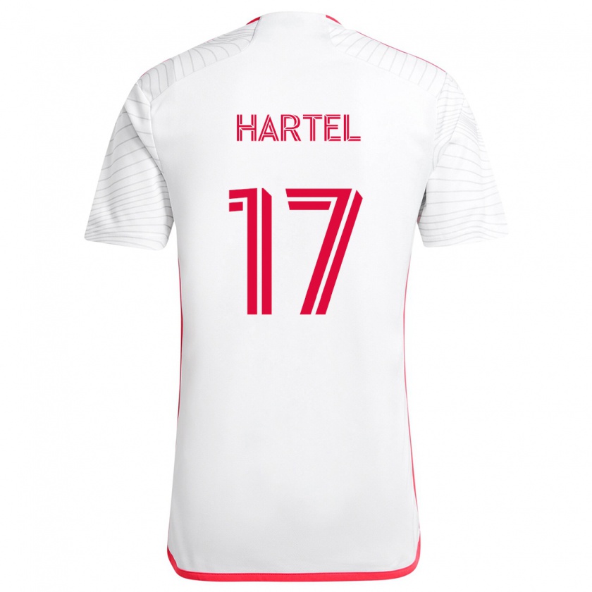 Kandiny Mujer Camiseta Marcel Hartel #17 Blanco Rojo 2ª Equipación 2024/25 La Camisa Chile