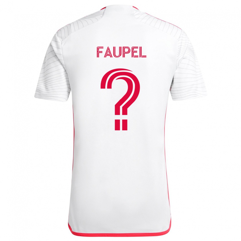 Kandiny Mujer Camiseta Anthony Faupel #0 Blanco Rojo 2ª Equipación 2024/25 La Camisa Chile