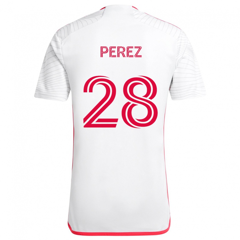 Kandiny Mujer Camiseta Miguel Perez #28 Blanco Rojo 2ª Equipación 2024/25 La Camisa Chile