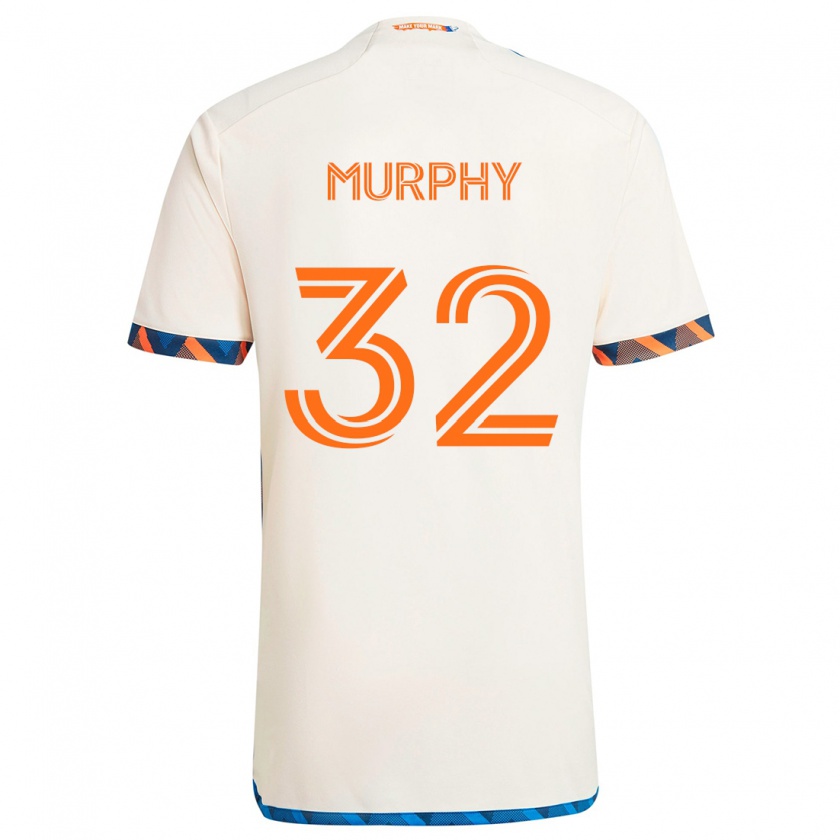 Kandiny Mujer Camiseta Ian Murphy #32 Blanco Naranja 2ª Equipación 2024/25 La Camisa Chile