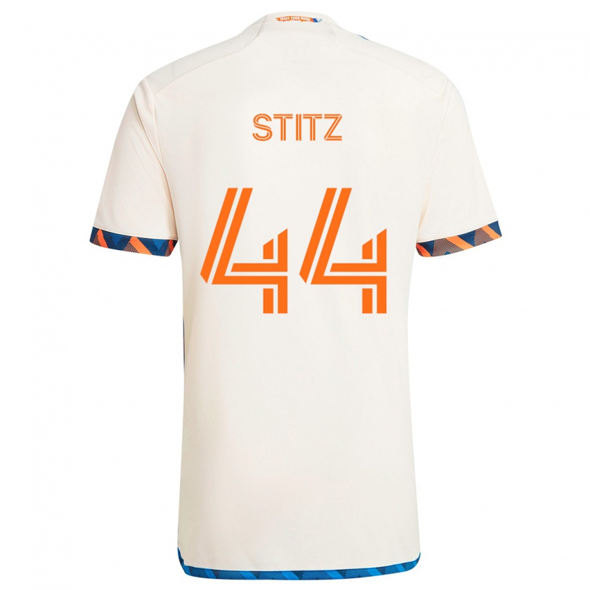 Kandiny Mujer Camiseta Ben Stitz #44 Blanco Naranja 2ª Equipación 2024/25 La Camisa Chile