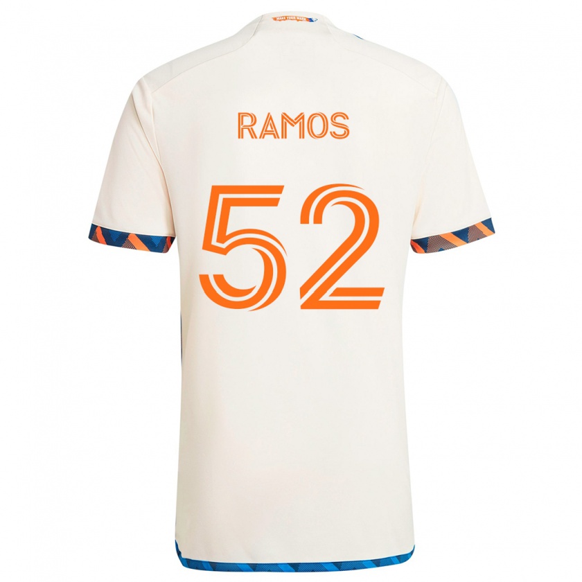 Kandiny Mujer Camiseta Yair Ramos #52 Blanco Naranja 2ª Equipación 2024/25 La Camisa Chile