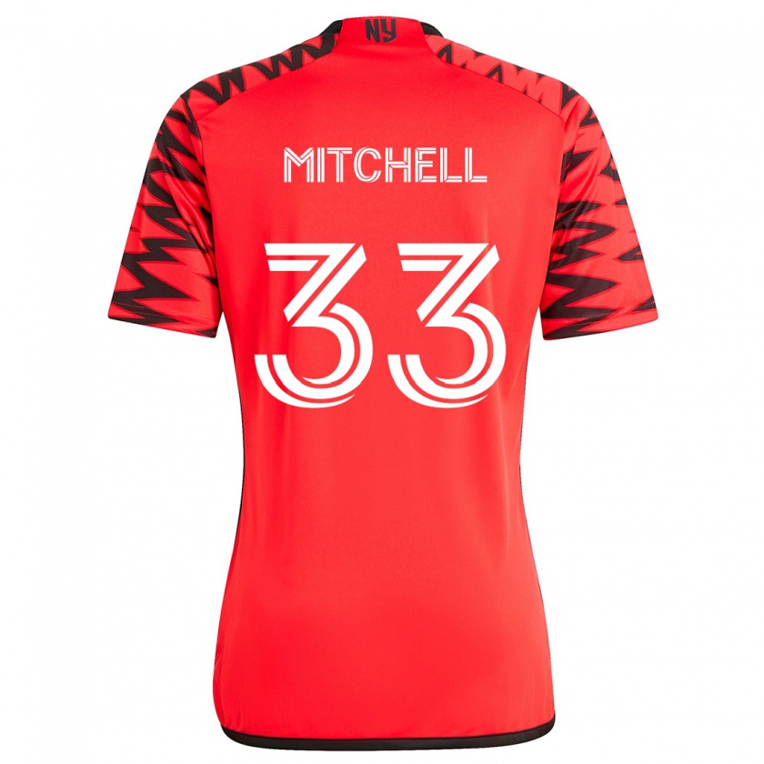 Kandiny Mujer Camiseta Roald Mitchell #33 Rojo Negro Blanco 2ª Equipación 2024/25 La Camisa Chile