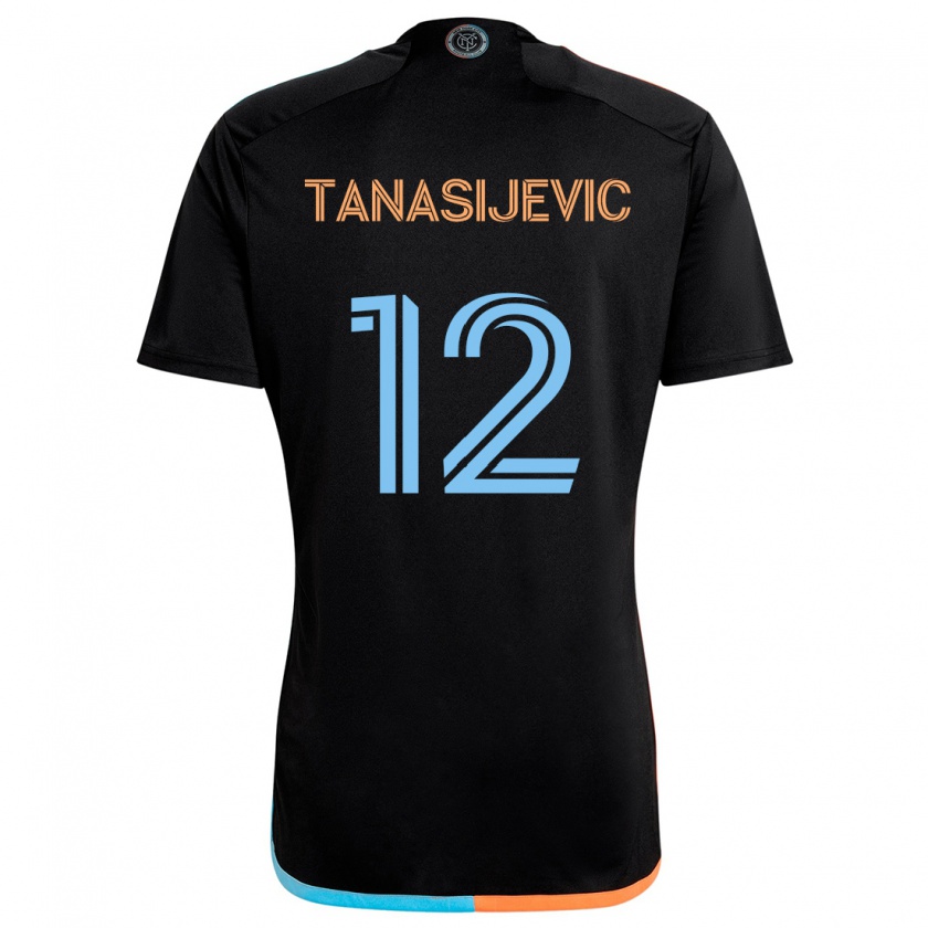 Kandiny Mujer Camiseta Strahinja Tanasijevic #12 Negro Naranja Azul 2ª Equipación 2024/25 La Camisa Chile