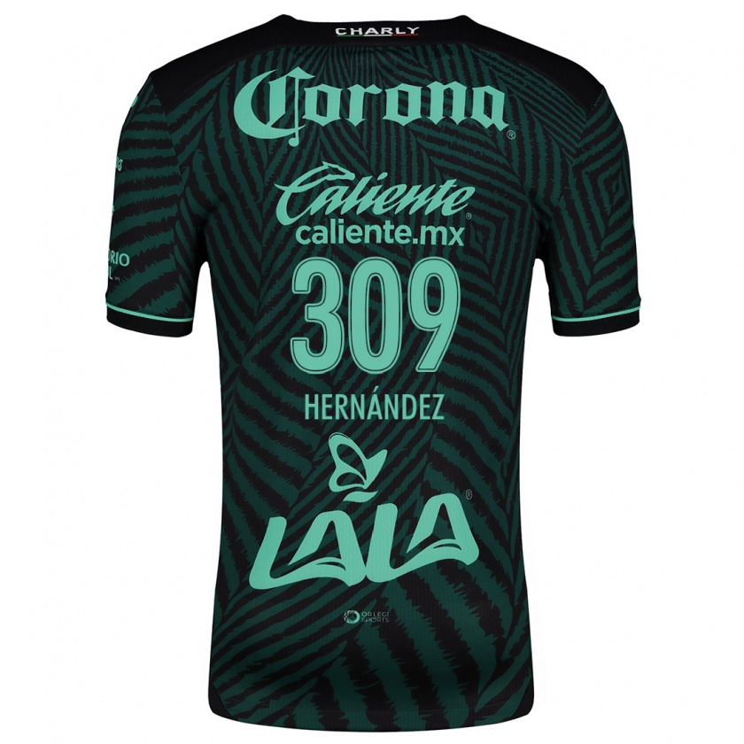 Kandiny Mujer Camiseta Julio Hernández #309 Verde Negro 2ª Equipación 2024/25 La Camisa Chile