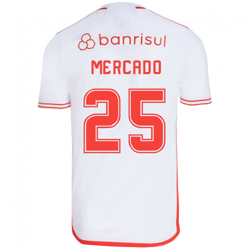 Kandiny Mujer Camiseta Gabriel Mercado #25 Blanco Rojo 2ª Equipación 2024/25 La Camisa Chile