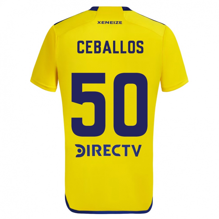 Kandiny Mujer Camiseta Julián Ceballos #50 Amarillo Azul 2ª Equipación 2024/25 La Camisa Chile