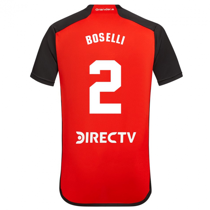 Kandiny Mujer Camiseta Sebastián Boselli #2 Rojo Negro Blanco 2ª Equipación 2024/25 La Camisa Chile