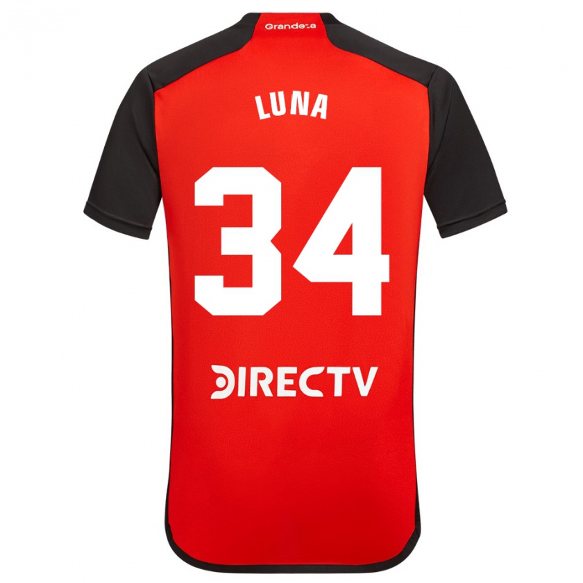 Kandiny Mujer Camiseta Jonás Luna #34 Rojo Negro Blanco 2ª Equipación 2024/25 La Camisa Chile