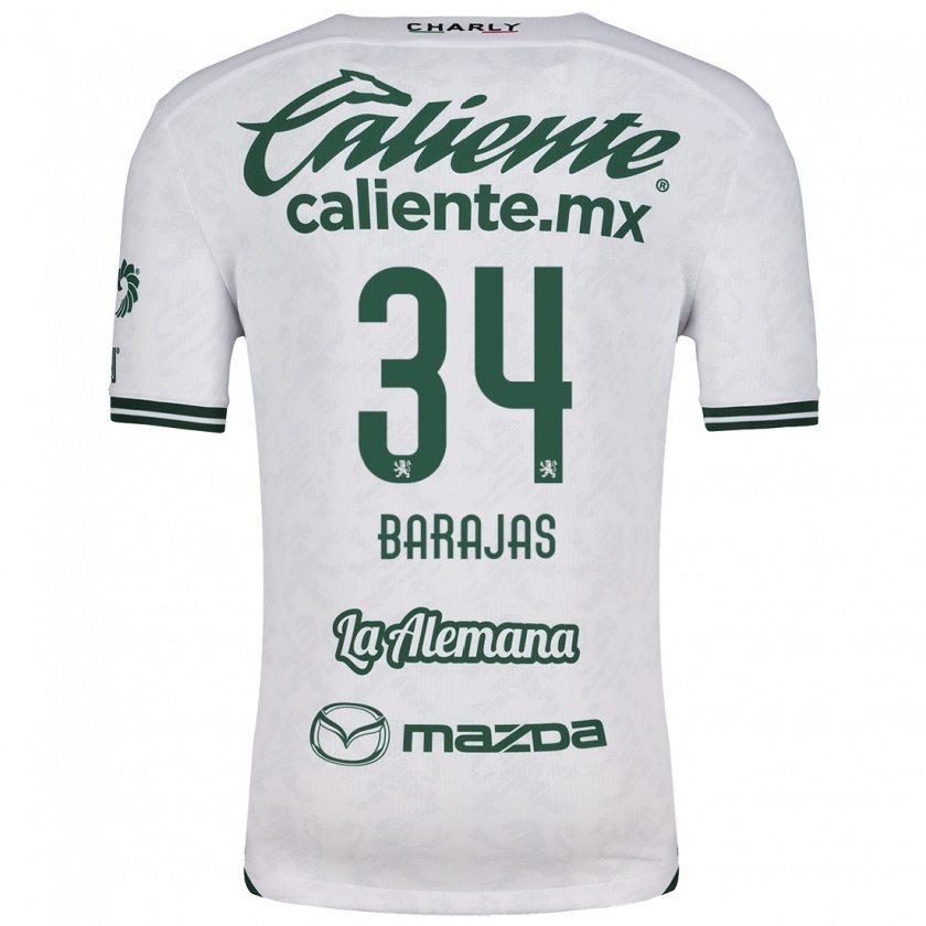 Kandiny Mujer Camiseta Víctor Barajas #34 Blanco Verde 2ª Equipación 2024/25 La Camisa Chile