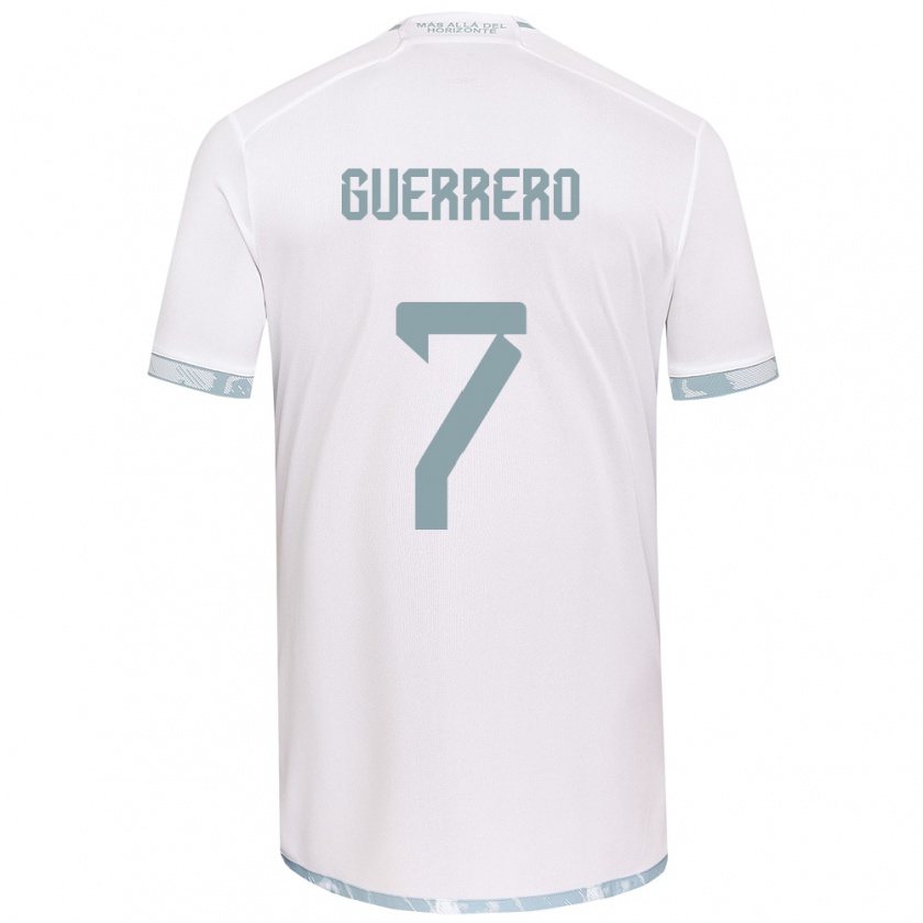 Kandiny Mujer Camiseta Maximiliano Guerrero #7 Gris Blanco 2ª Equipación 2024/25 La Camisa Chile