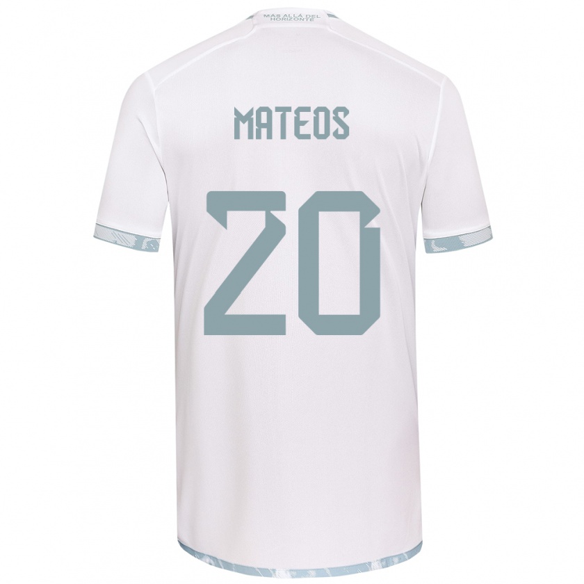 Kandiny Mujer Camiseta Federico Mateos #20 Gris Blanco 2ª Equipación 2024/25 La Camisa Chile