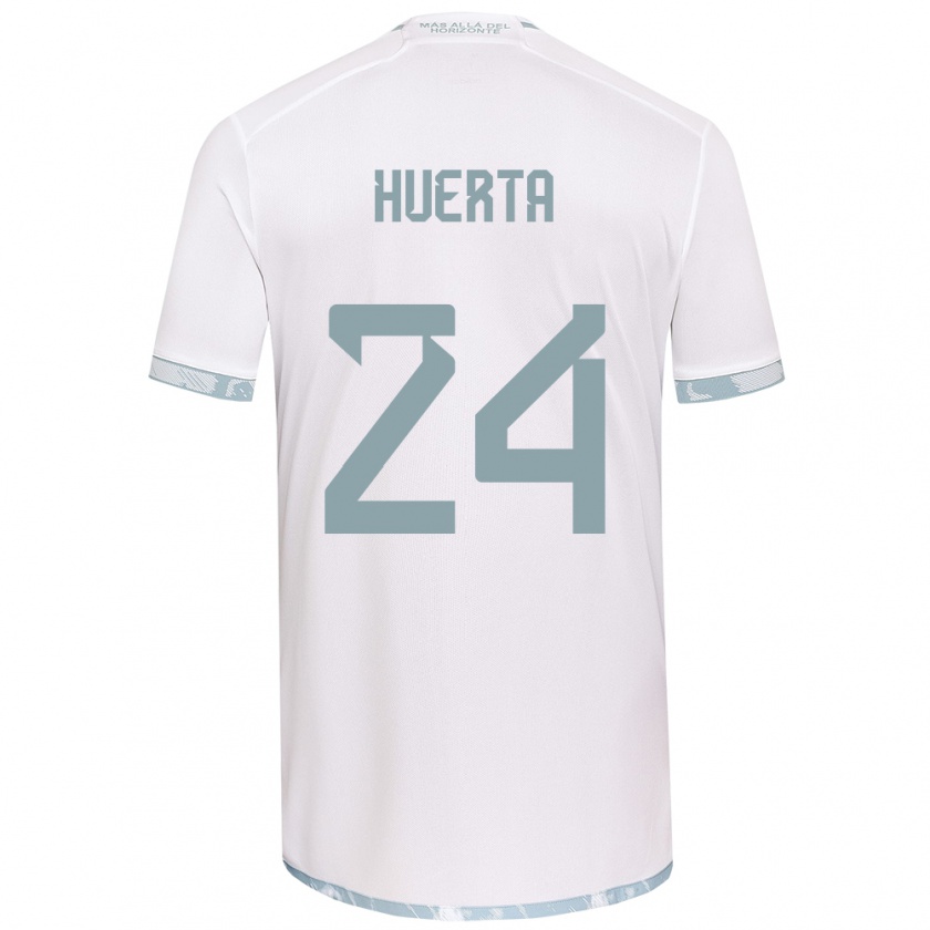 Kandiny Mujer Camiseta Renato Huerta #24 Gris Blanco 2ª Equipación 2024/25 La Camisa Chile