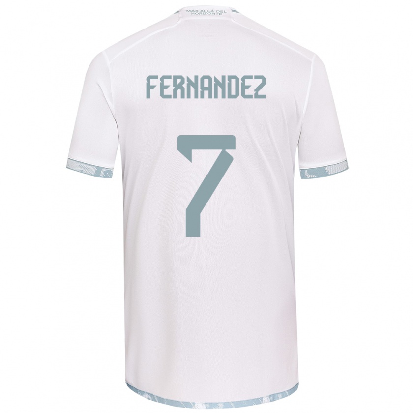 Kandiny Mujer Camiseta Rebeca Fernández #7 Gris Blanco 2ª Equipación 2024/25 La Camisa Chile