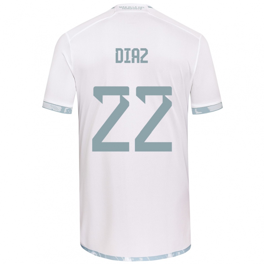 Kandiny Mujer Camiseta Valentina Díaz #22 Gris Blanco 2ª Equipación 2024/25 La Camisa Chile