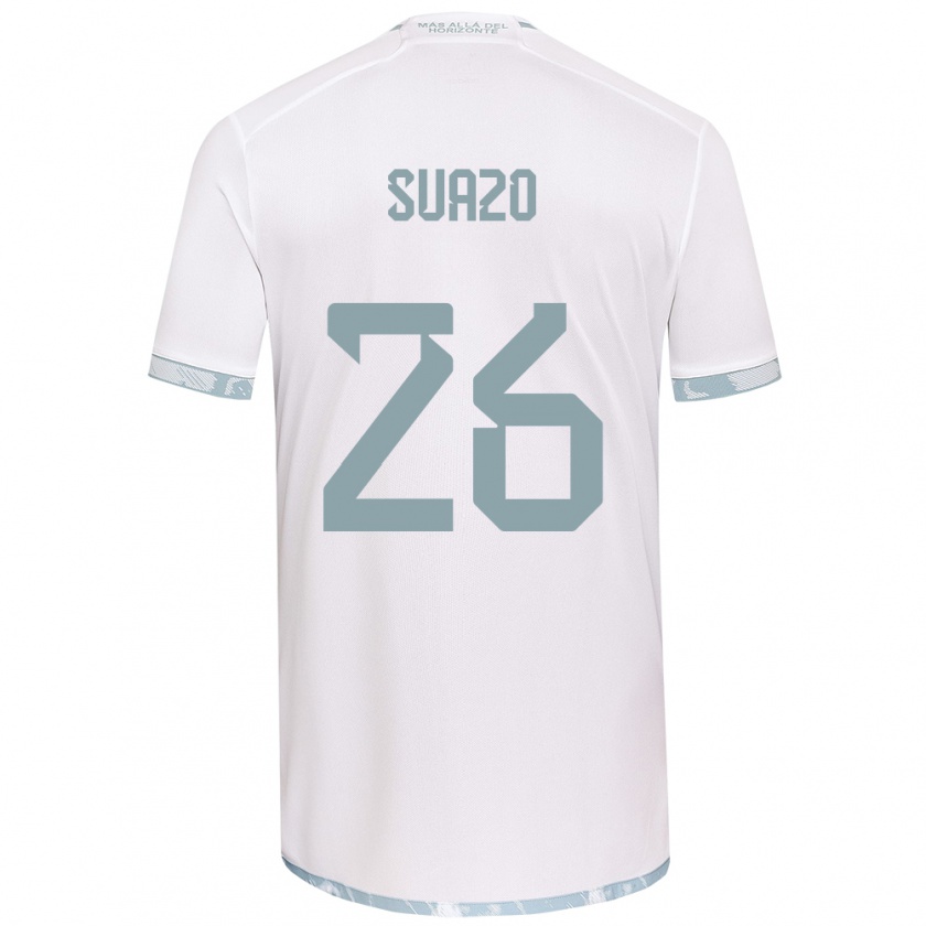 Kandiny Mujer Camiseta Gretzel Suazo #26 Gris Blanco 2ª Equipación 2024/25 La Camisa Chile