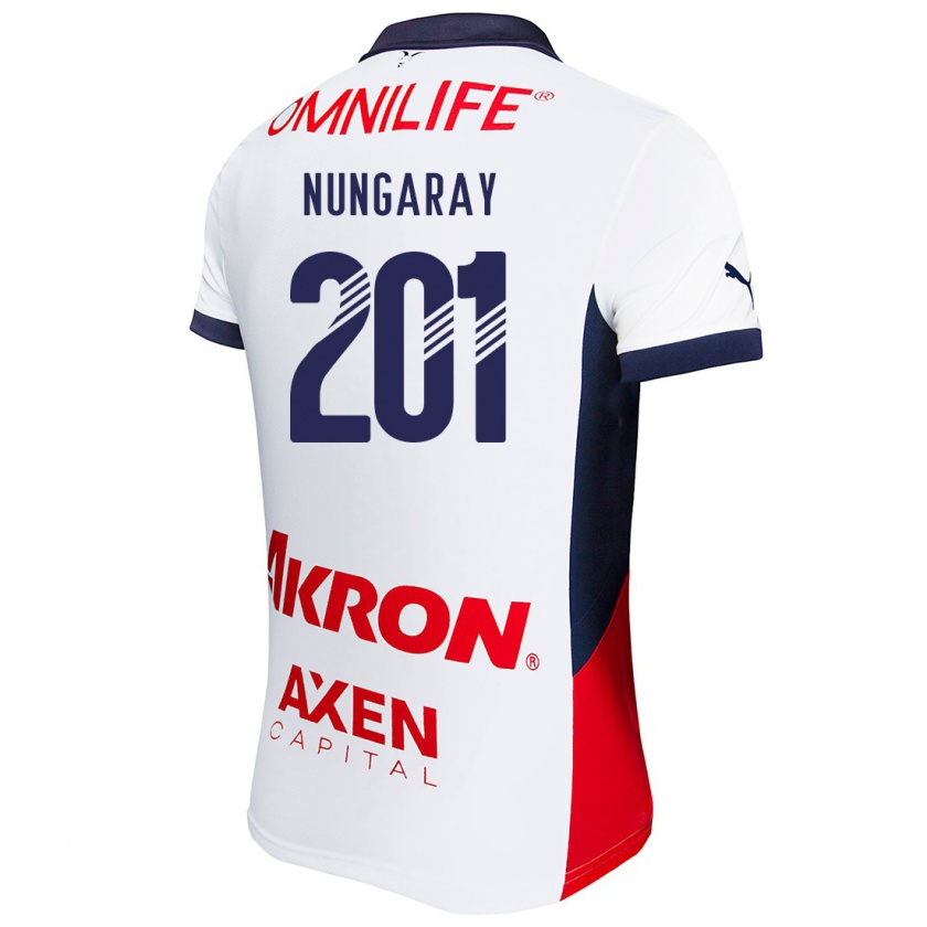 Kandiny Mujer Camiseta David Nungaray #201 Blanco Rojo Azul 2ª Equipación 2024/25 La Camisa Chile