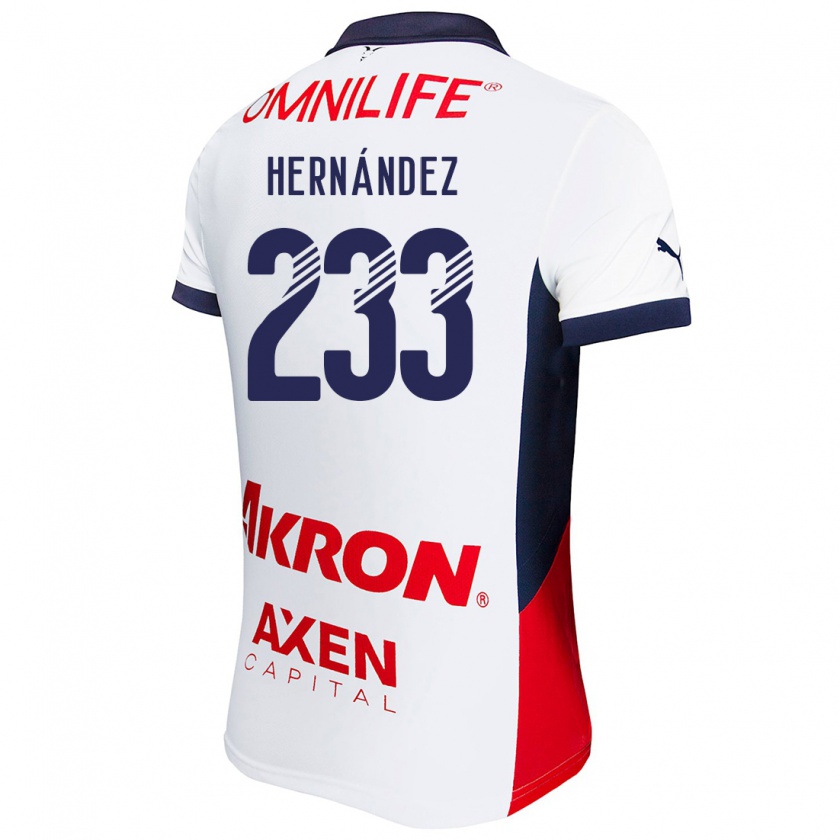 Kandiny Mujer Camiseta Zinedine Hernández #233 Blanco Rojo Azul 2ª Equipación 2024/25 La Camisa Chile